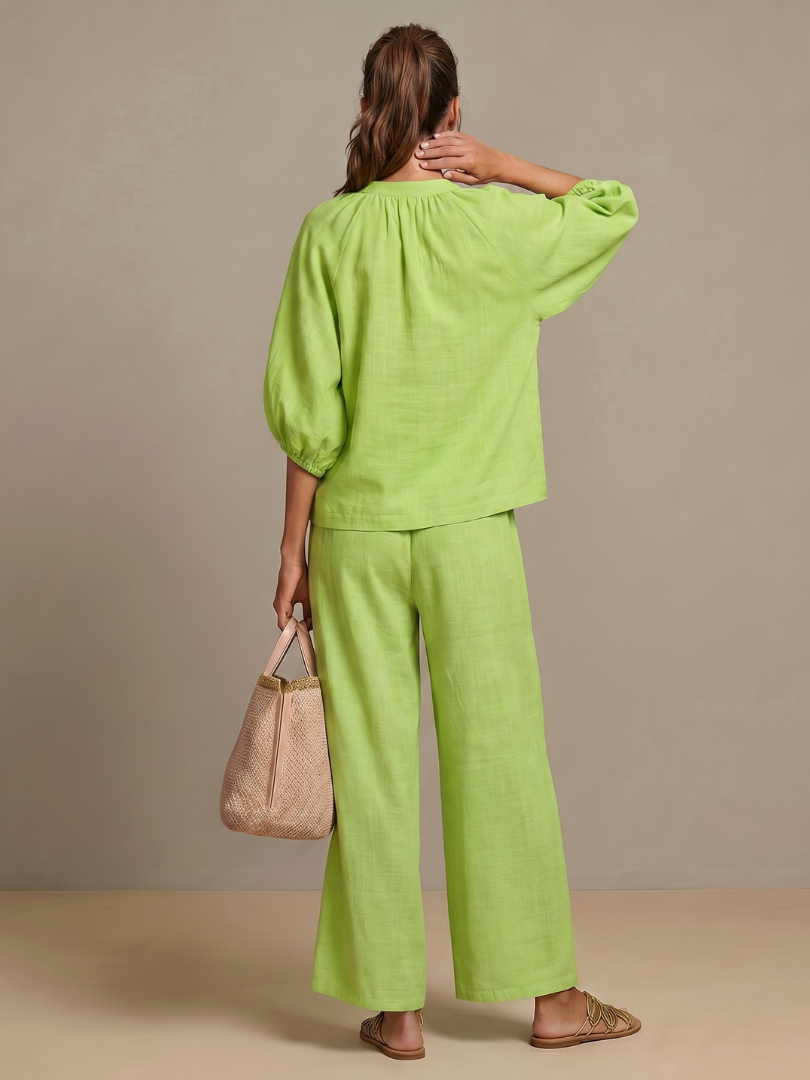 Blouson Top Wide Leg Set