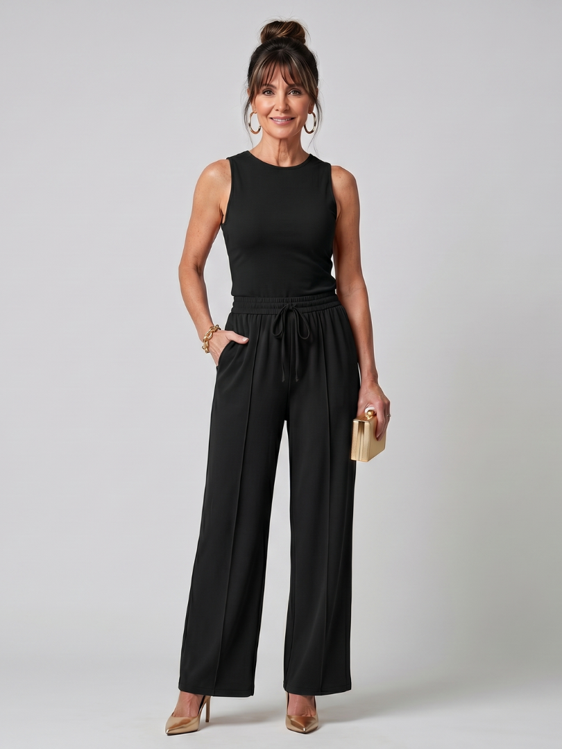 Sleeveless Wide Leg Pants Set