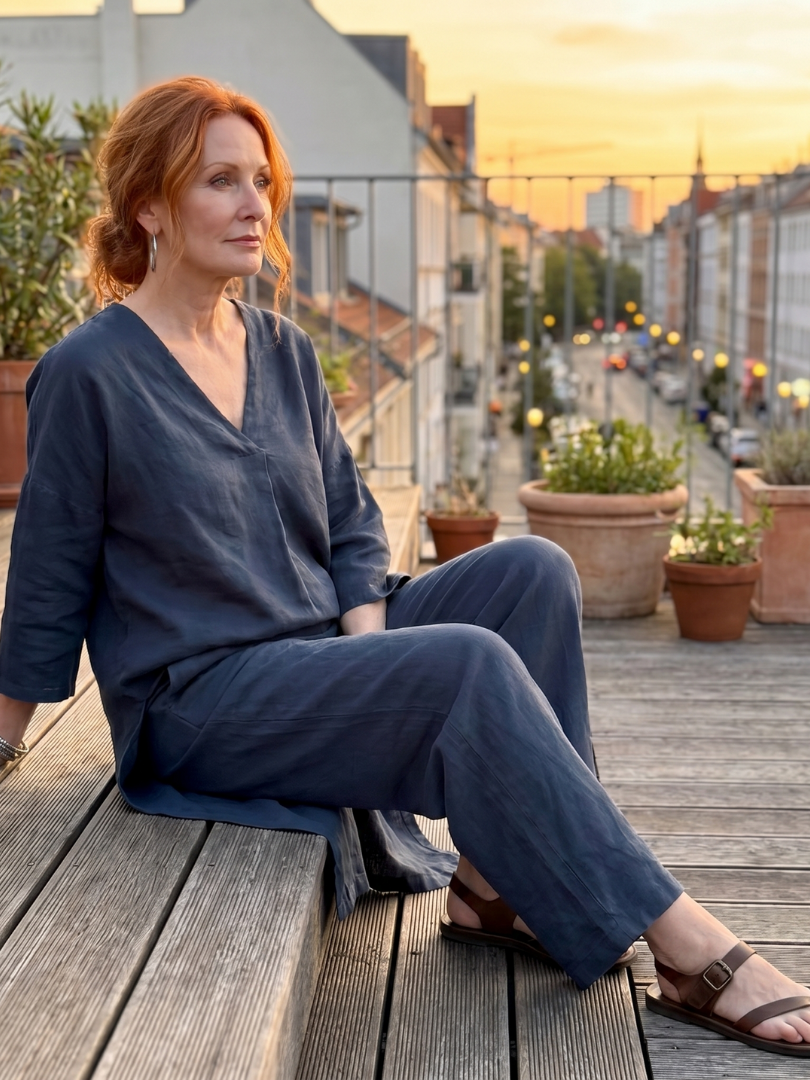Loose Tunic Top Wide Leg Pant Set