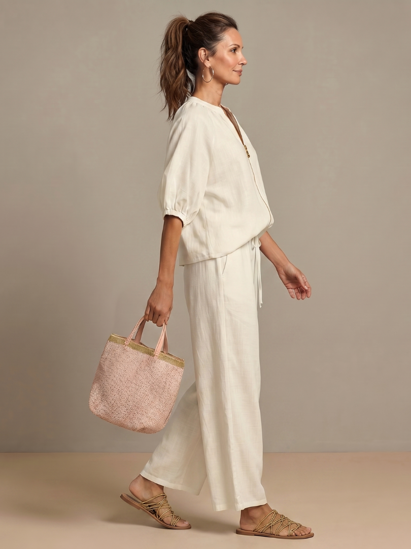 Blouson Top Wide Leg Set