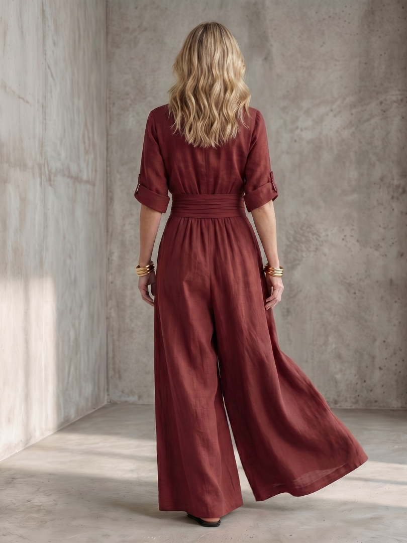 Cross Front Wide Leg Jumpsuit