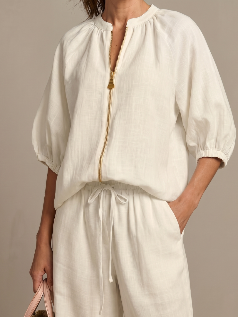 Blouson Top Wide Leg Set