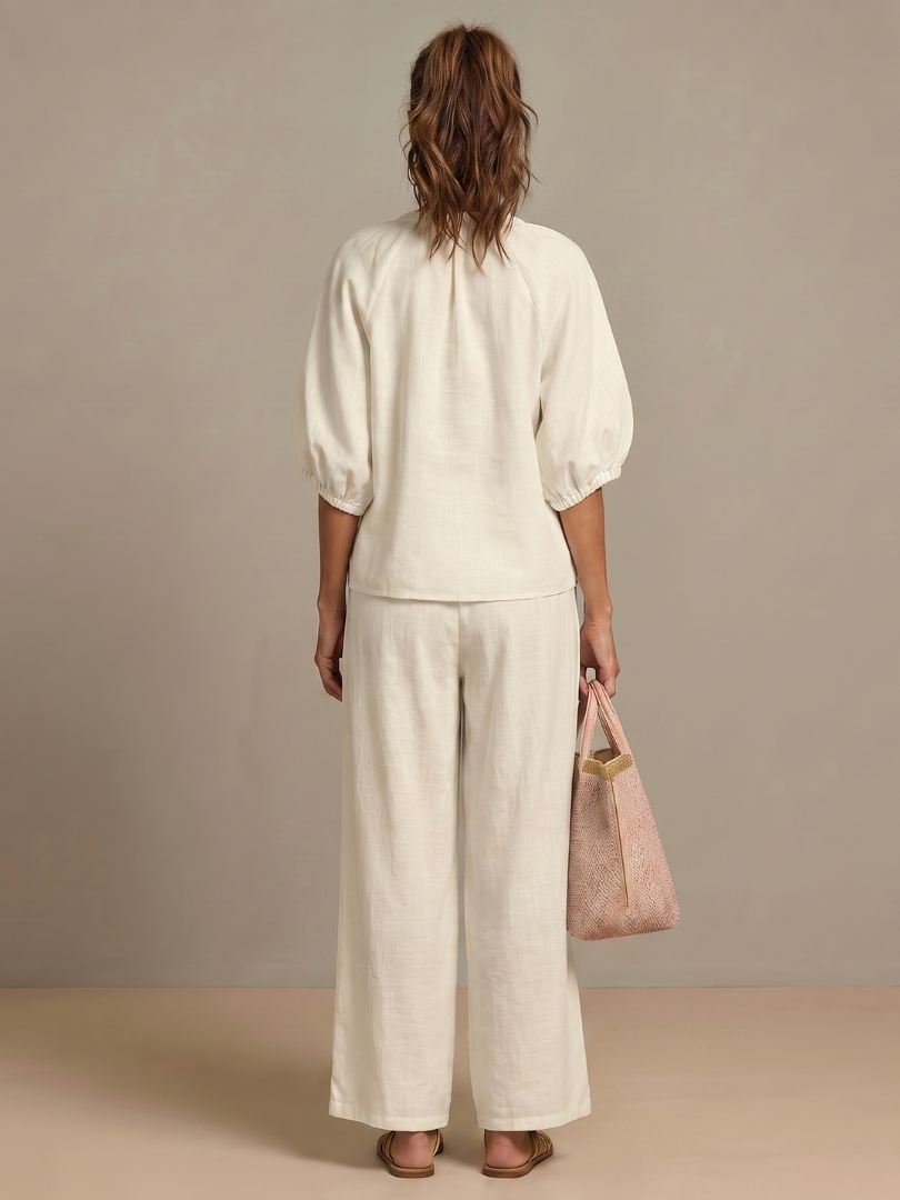 Blouson Top Wide Leg Set