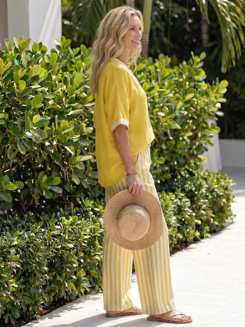 Striped Contrast Tunic Set