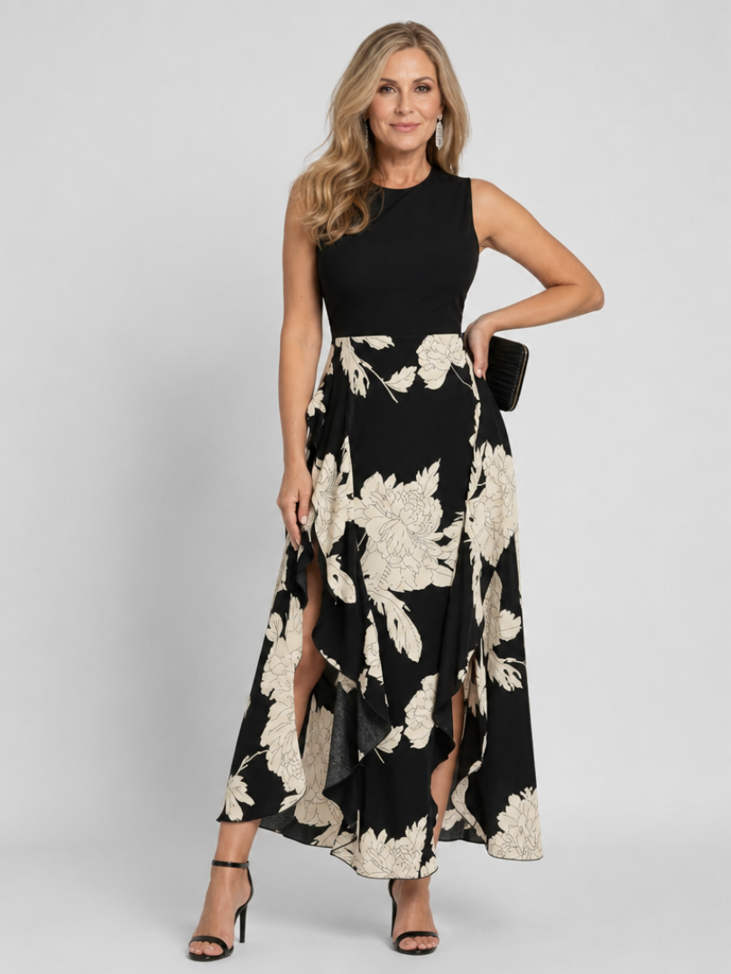 Floral Print High Low Hem Midi Dress