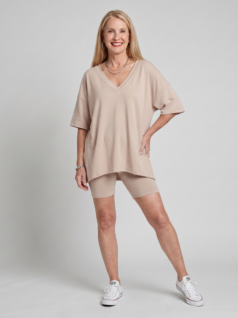 V Neck Top Relaxed Fit Set