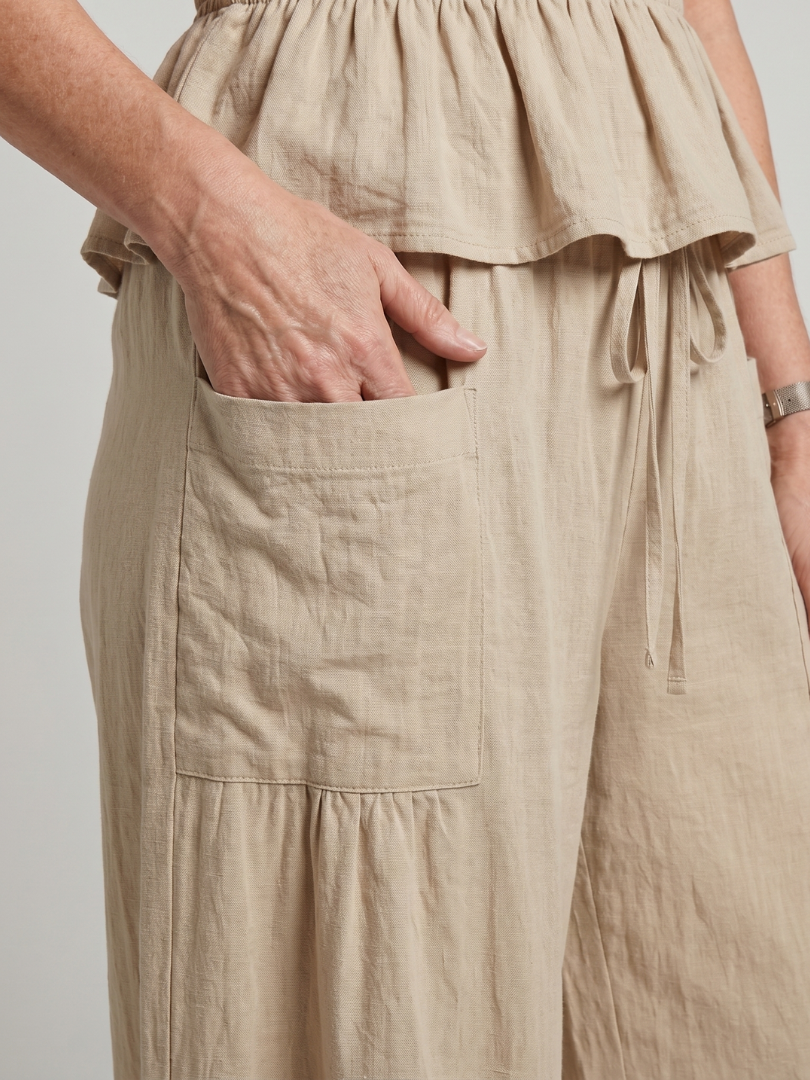Smocked Top And Wide Leg Pants Set