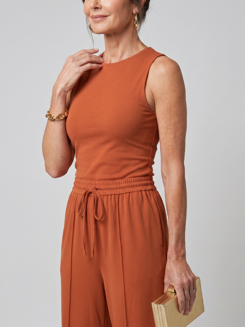 Sleeveless Wide Leg Pants Set
