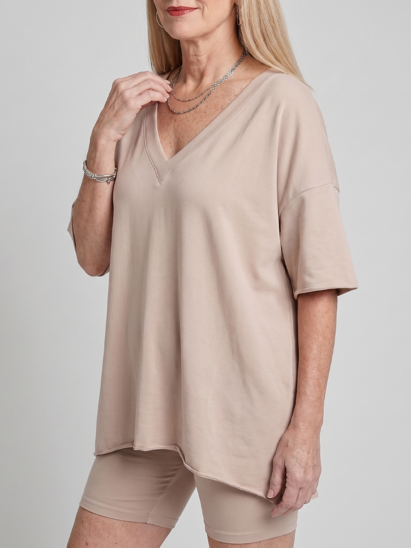 V Neck Top Relaxed Fit Set