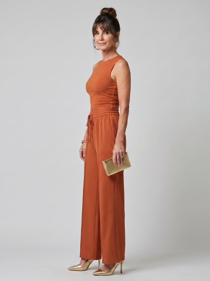 Sleeveless Wide Leg Pants Set
