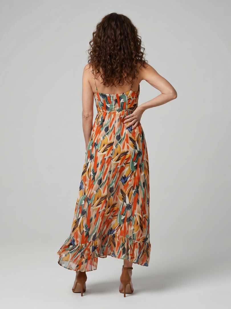 Abstract Print Midi Dress