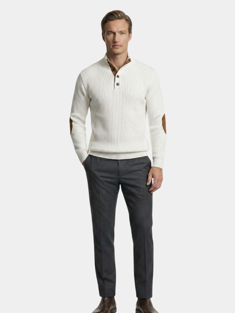 Refined High Collar Henley Sweater