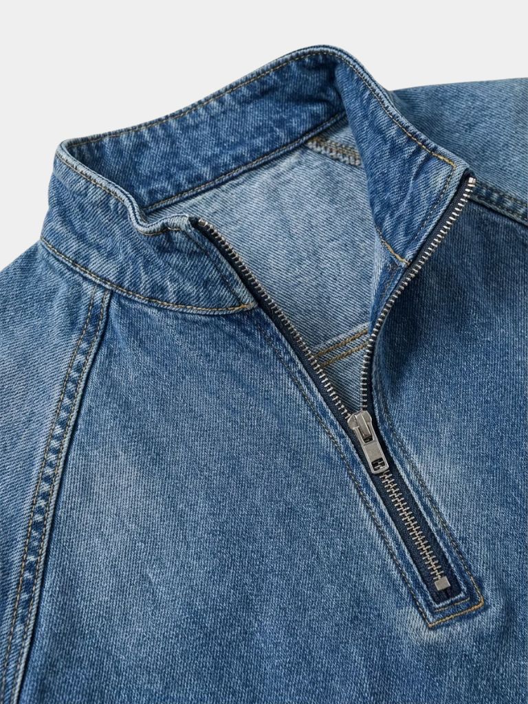 Stonewash Denim Quarter Zip