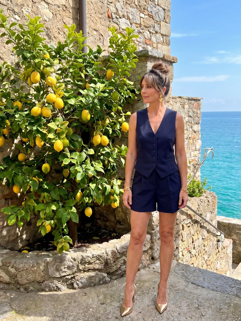 Tailored Fit Vest And Shorts Set