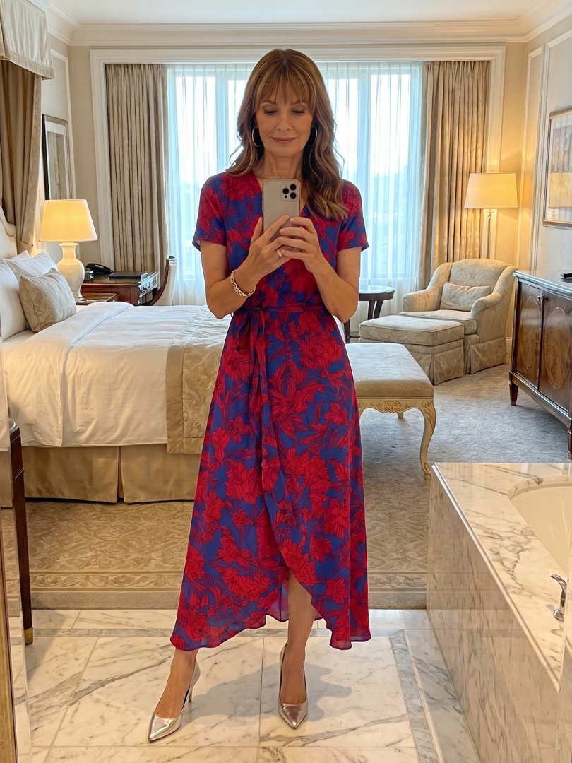 Floral Wrap Midi Dress