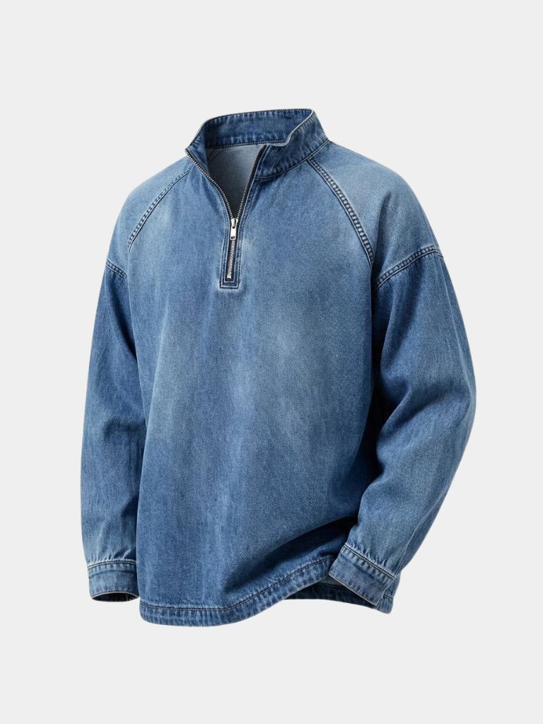 Stonewash Denim Quarter Zip