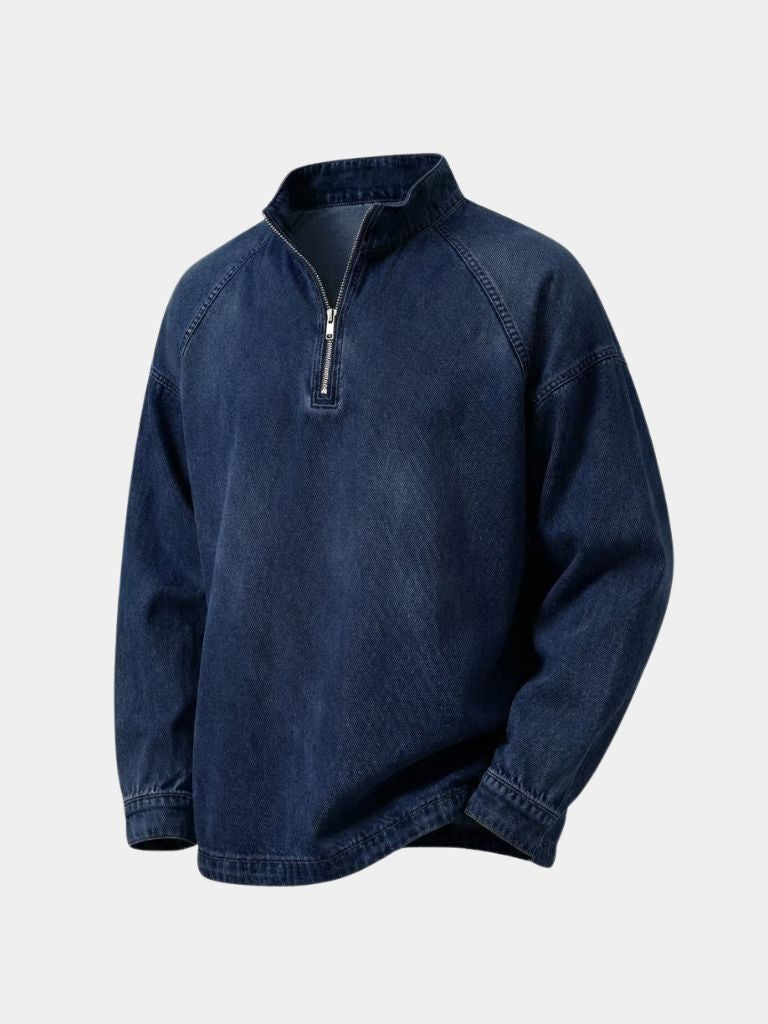 Stonewash Denim Quarter Zip