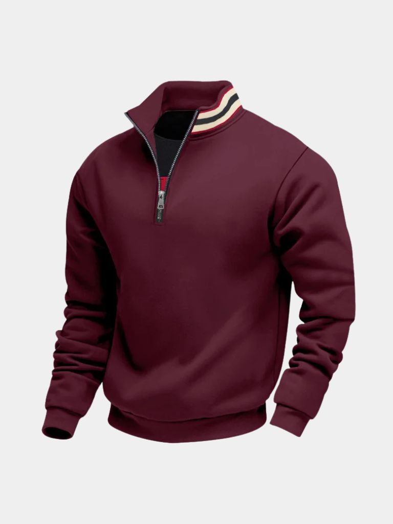 Regent Striped High Collar Pullover