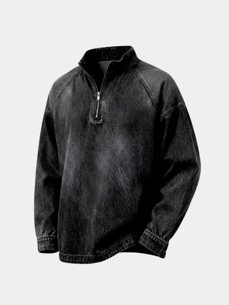 Stonewash Denim Quarter Zip