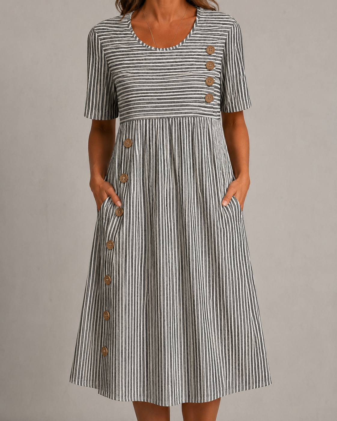 Flattering Striped Midi Dress
