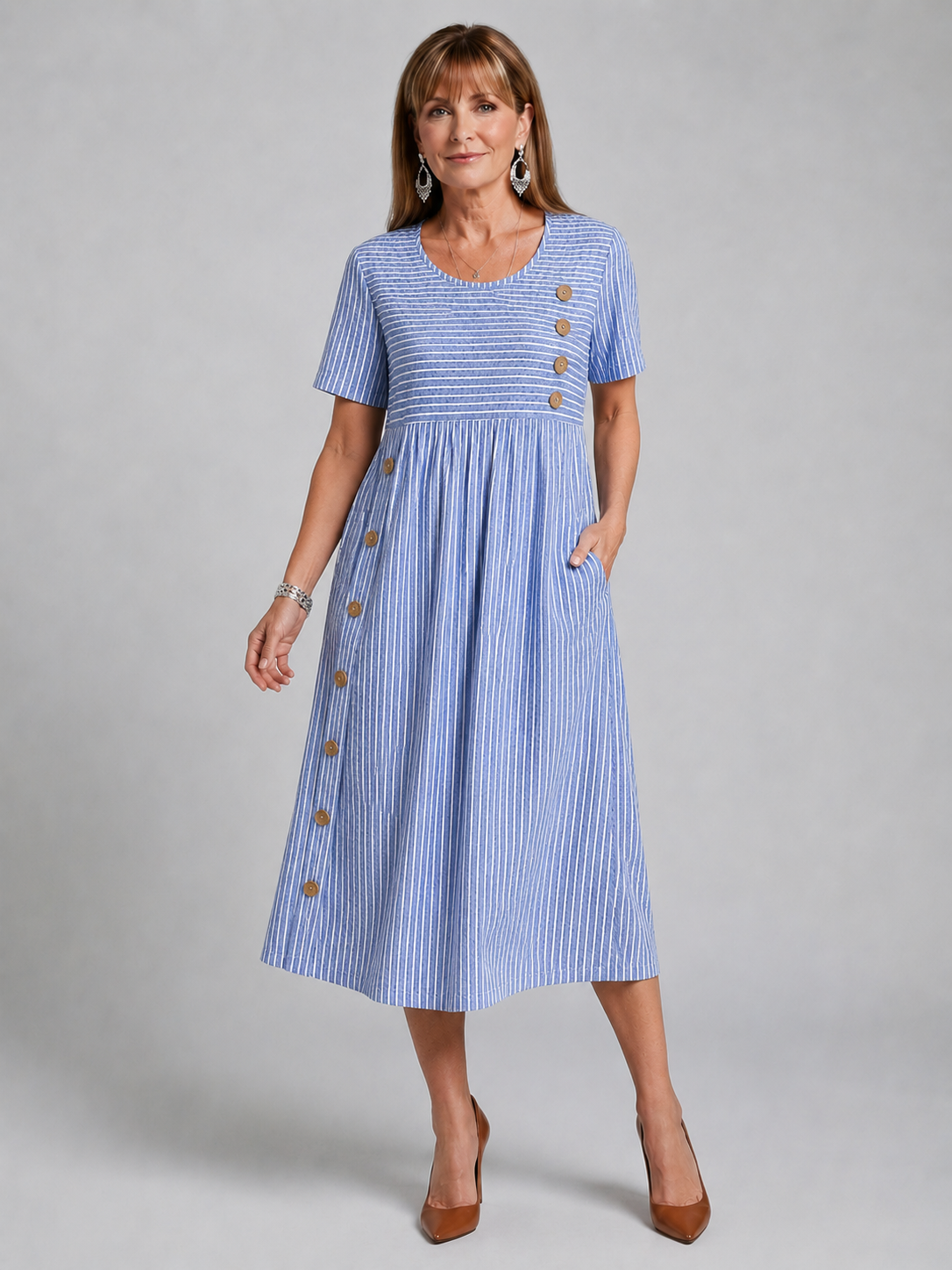 Flattering Striped Midi Dress