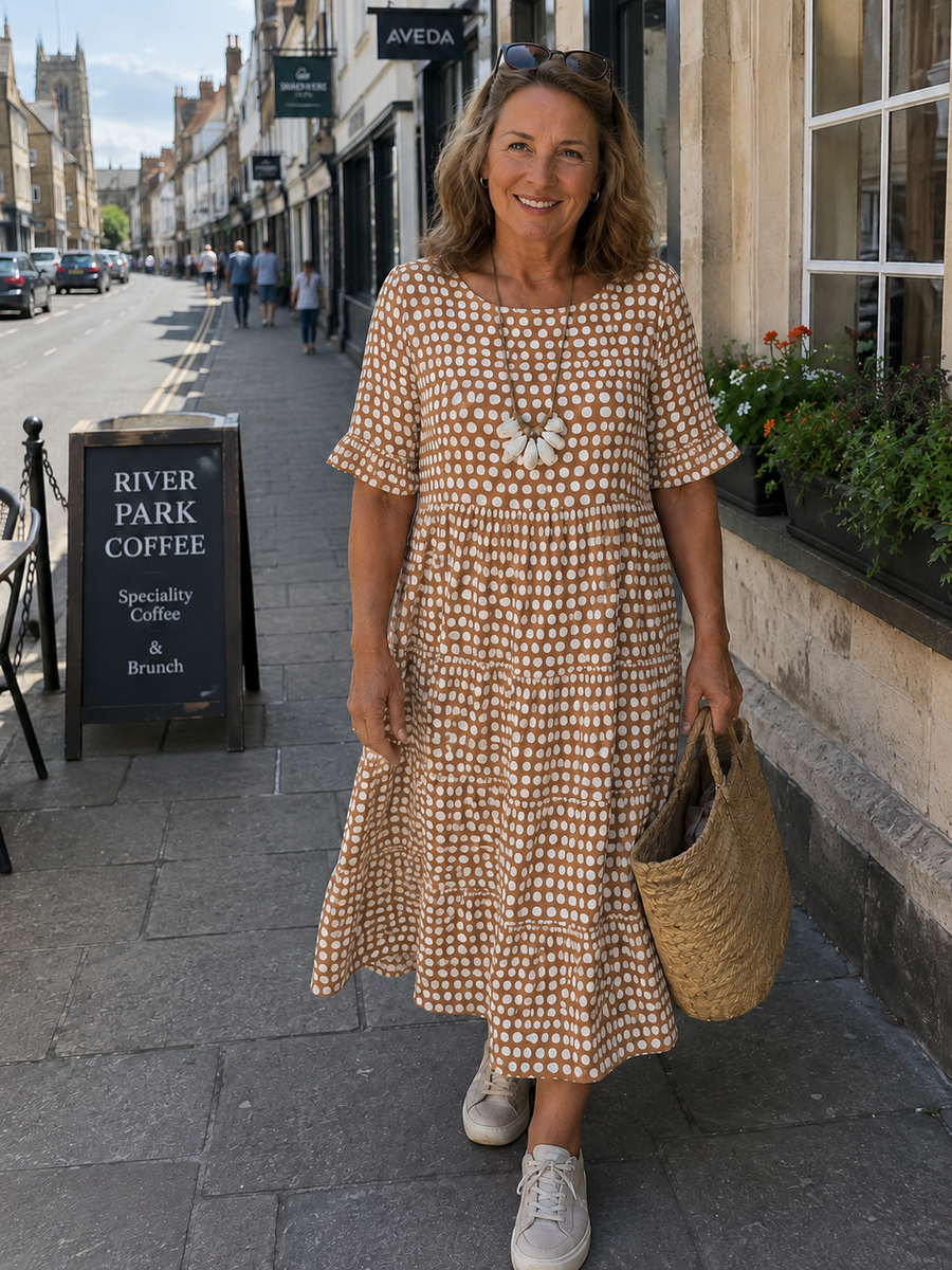 Short-Sleeve Midi Dress